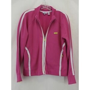 Izod Movement Women's Zip Up Tennis Pickle Ball Jacket Pink XL Preppy Athleisure